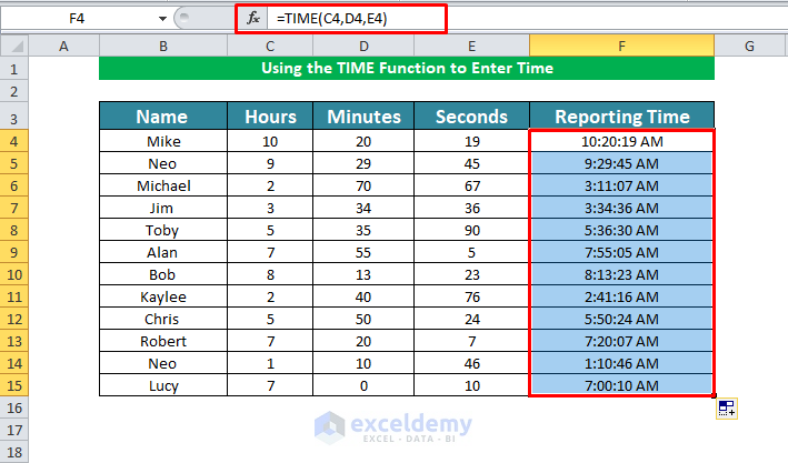 How To Enter Time In Excel 5 Methods ExcelDemy