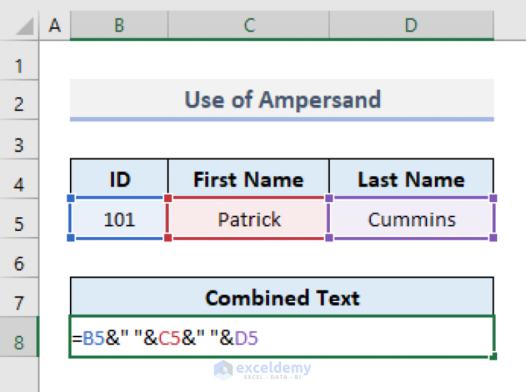 Combine Text In Excel 8 Suitable Ways Exceldemy 7561