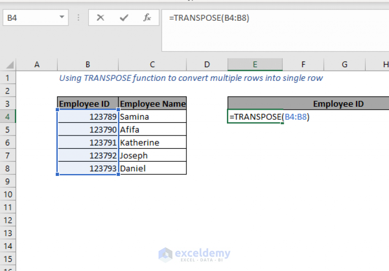 How To Convert Multiple Rows To Single Row In Excel Easiest 5 Methods 