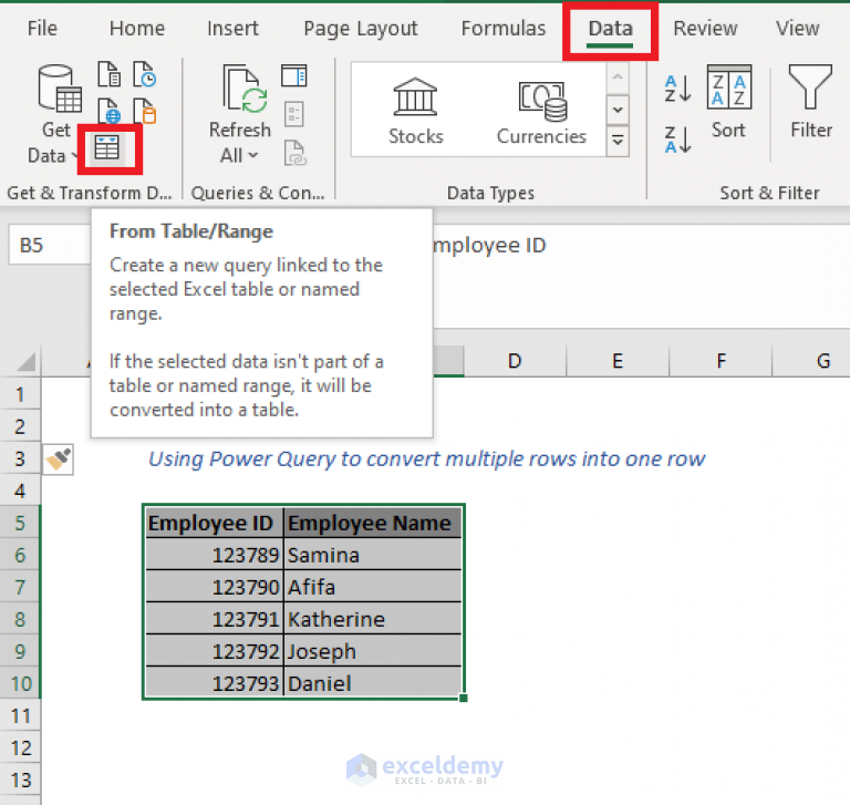 How To Convert Multiple Rows To Single Row In Excel Easiest 5 Methods 5006