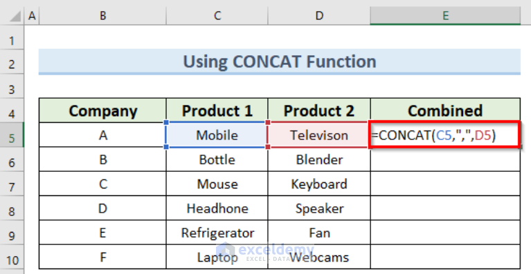 Formula To Combine Multiple Cells Into One With Comma