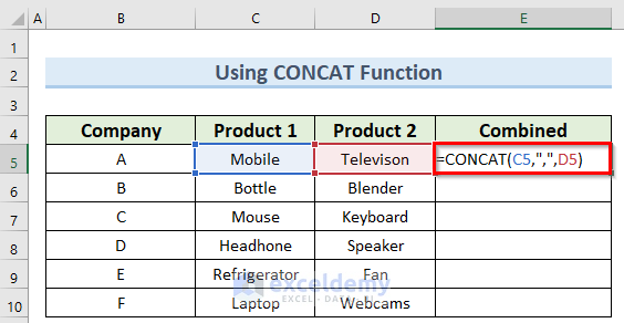 Combine Multiple Cells Into One Separated By Comma In Excel