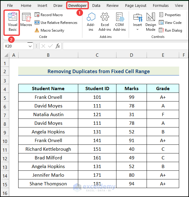 How To Remove Duplicates Using Vba In Excel 6 Easy Ways 1689