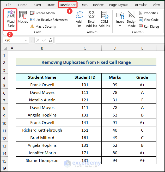 how-to-remove-duplicates-using-vba-in-excel-6-easy-ways