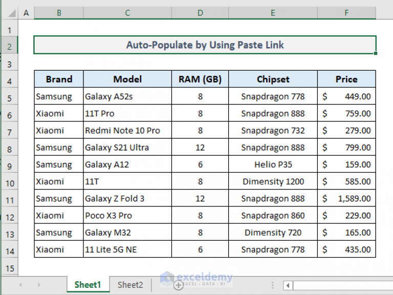 How To Make A Table Auto Populate In Excel