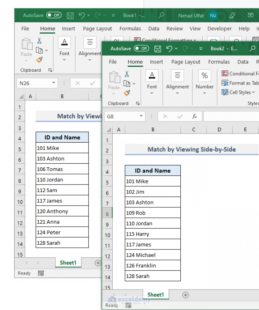 How To Match Data In Excel From 2 Different Worksheets