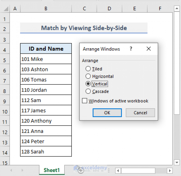 How To Match Data In Excel From 2 Worksheets Exceldemy 8909