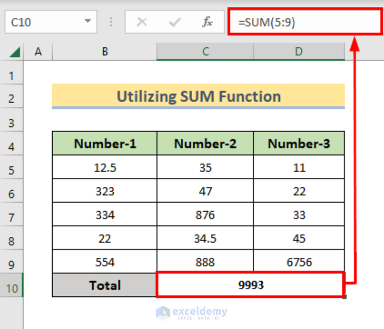 How To Sum Rows In Excel 9 Easy Methods Exceldemy 5794