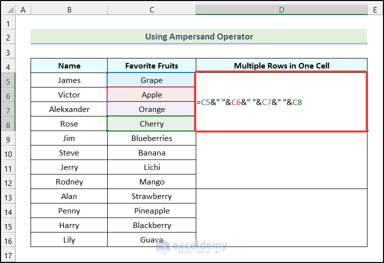 How To Combine Multiple Rows Into One Cell In Excel 6 Ways 