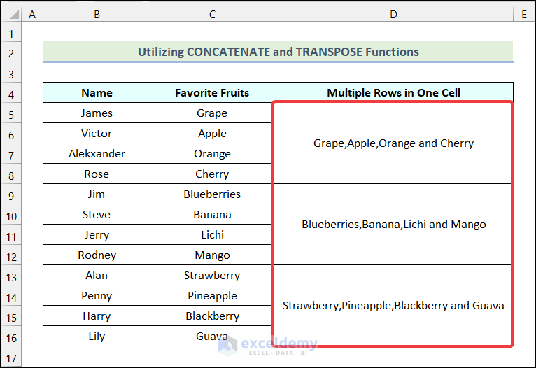 How To Combine Multiple Rows Into One Cell In Excel 6 Ways 