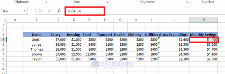 How To Subtract Columns In Excel 6 Easy Methods Exceldemy 6954