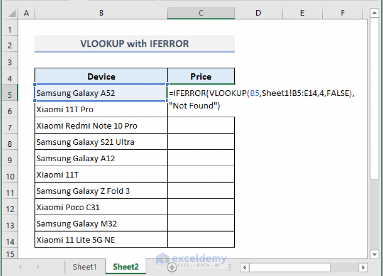 VLOOKUP Example Between Two Sheets In Excel - ExcelDemy