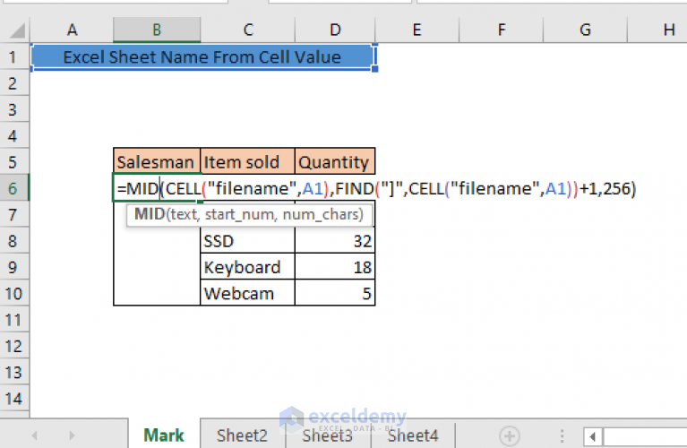 Excel Use Sheet Name As Cell Value