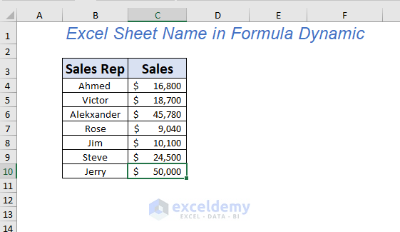 Excel Sheet Name In Formula Dynamic 3 Approaches Exceldemy