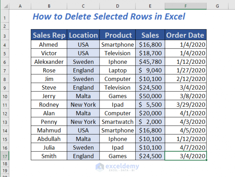  How To Delete Selected Rows In Excel 8 Approaches ExcelDemy