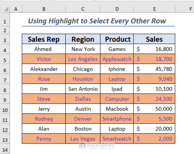 how-to-select-every-other-row-in-excel-6-ways-exceldemy