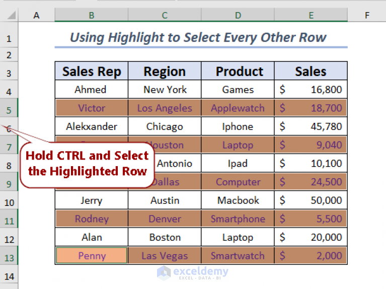 how-to-select-every-other-row-in-excel-6-easy-ways