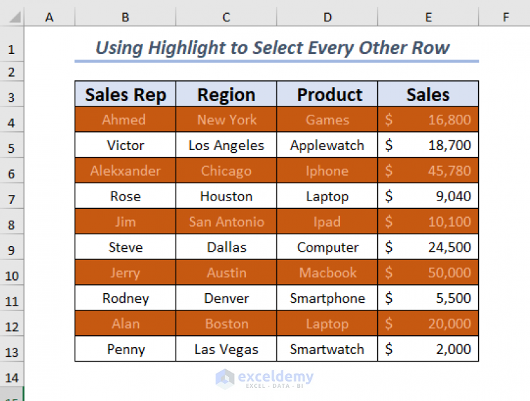 how-to-select-every-other-row-in-excel-6-ways-exceldemy