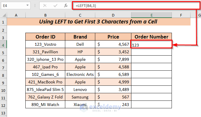 Excel Formula To Get First 3 Characters From A Cell 3 Easy Ways 