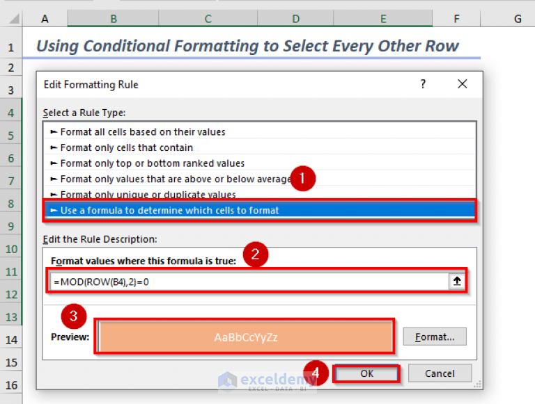 how-to-select-every-other-row-in-excel-6-easy-ways