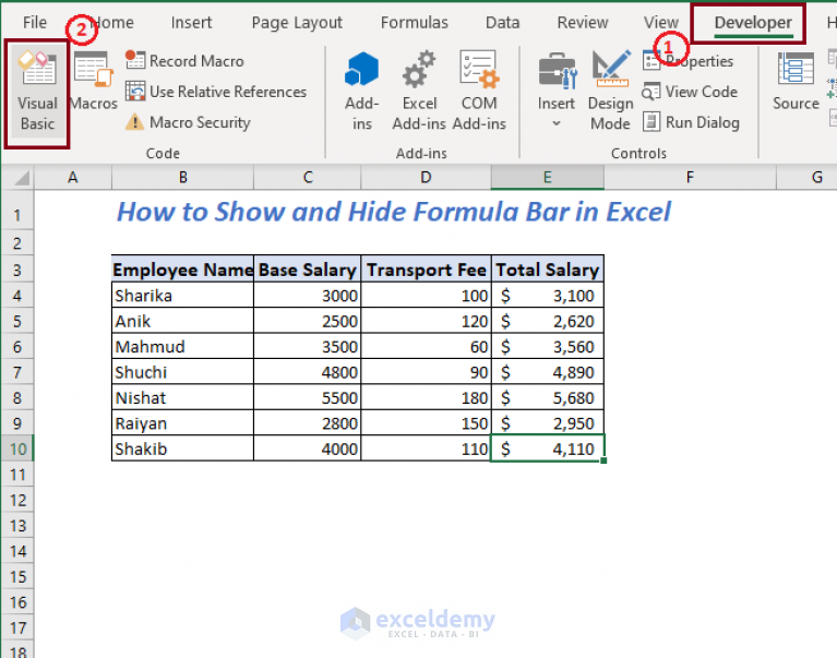 How to Show and Hide Formula Bar in Excel (3 Methods) ExcelDemy