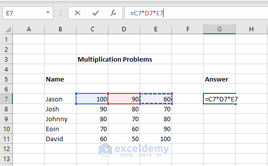 What is the Formula for Multiplication in Excel for Multiple Cells? (3 ...