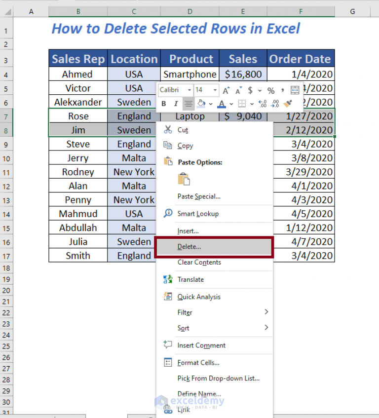 how-to-delete-selected-rows-in-excel-8-approaches-exceldemy