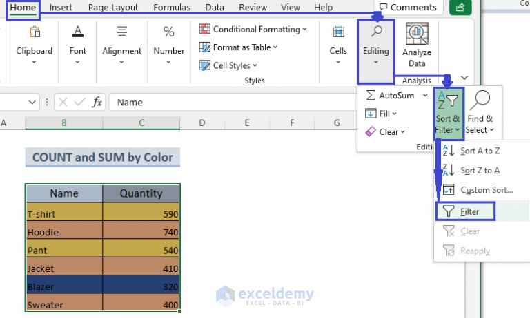 Excel Formula Based On Cell Color 5 Examples Exceldemy 2687