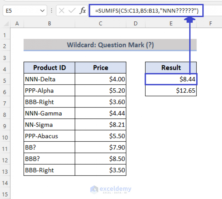 SUMIFS with Wildcard in Excel (+ Alternative Formulas)