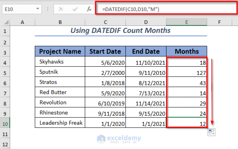 How To Count Months In Excel 5 Ways 