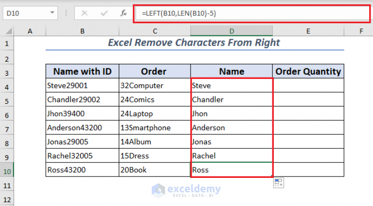 Excel Remove Characters From Right 5 Ways 