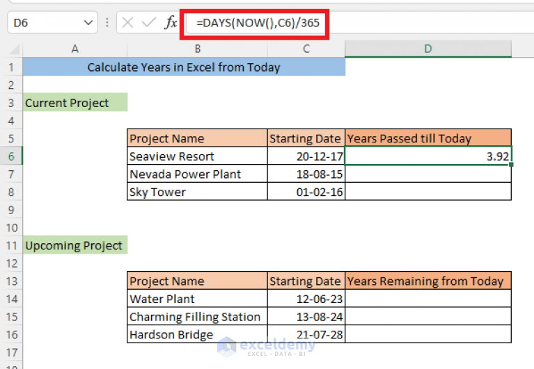 How To Calculate Years In Excel From Today 4 Ways ExcelDemy