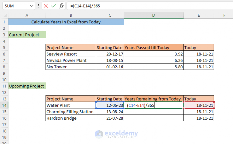 How To Calculate Years In Excel From Today 4 Ways ExcelDemy