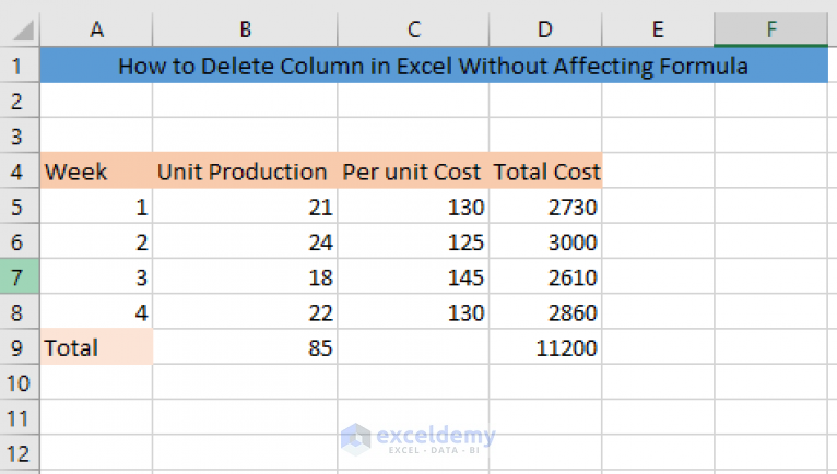 how-to-delete-columns-in-excel-without-affecting-formula-two-ways