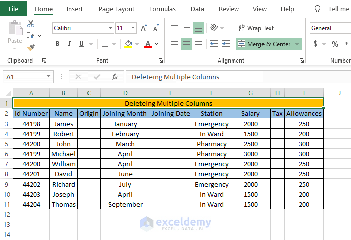 Macro To Delete Multiple Columns In Excel