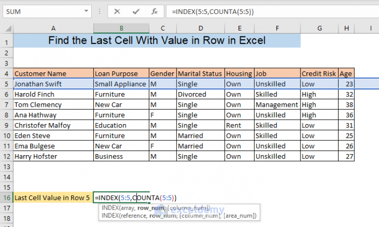 Find the Last Cell With Value in Row in Excel (6 Methods) - ExcelDemy