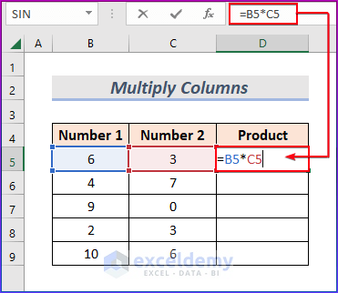 Multiplication Formula in Excel (6 Suitable Examples) - ExcelDemy