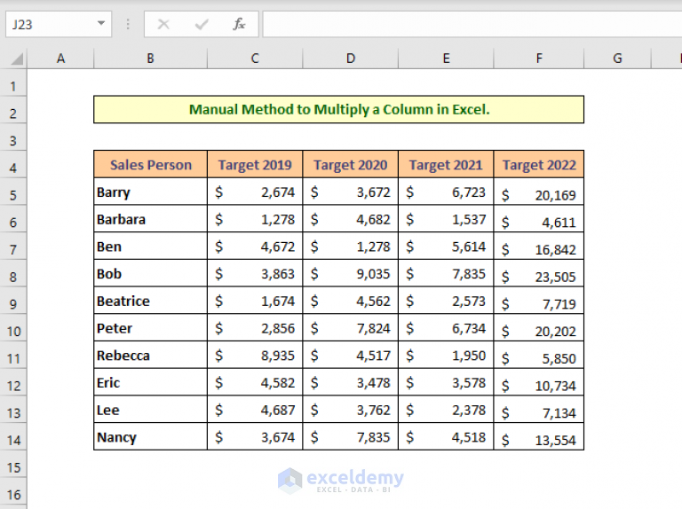 How to Multiply a Column by a Number in Excel (4 Easy Methods)