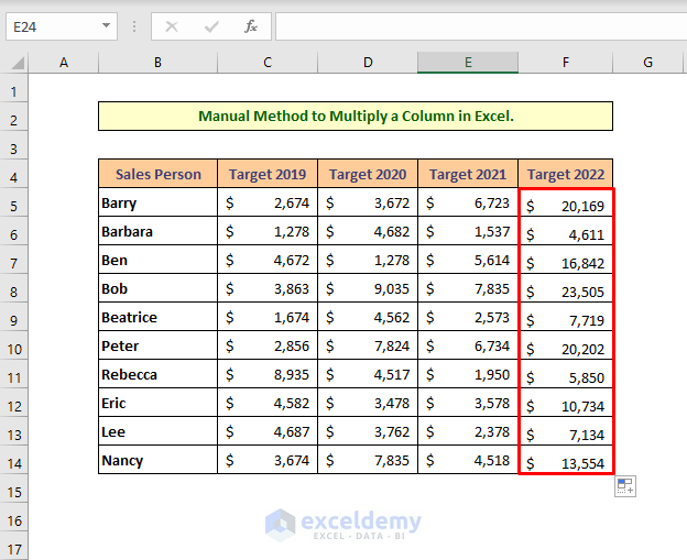 how-to-multiply-a-column-by-a-number-in-excel-4-easy-methods