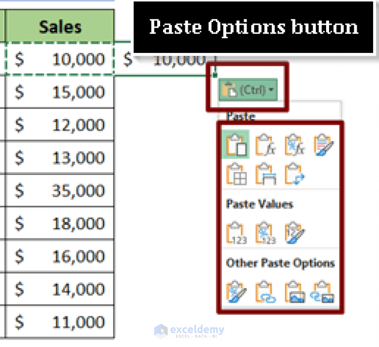How To Use Paste Options In Excel Exceldemy 5948