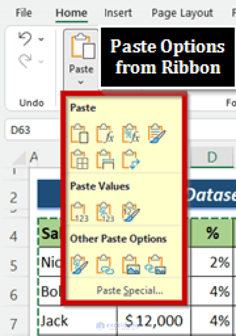 How to Use Paste Options in Excel - ExcelDemy