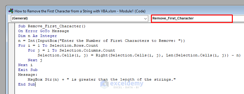 How To Remove The First Character From A String In Excel With VBA 