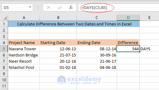 How Do I Calculate Time Difference Between Two Dates And Hours In Excel 