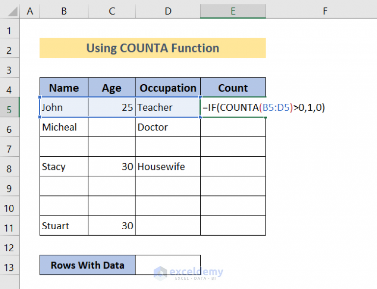 How To Count Rows With Data In Them In Excel