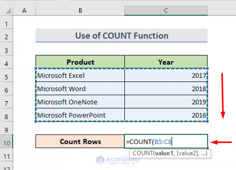 Excel Chart Count Rows 