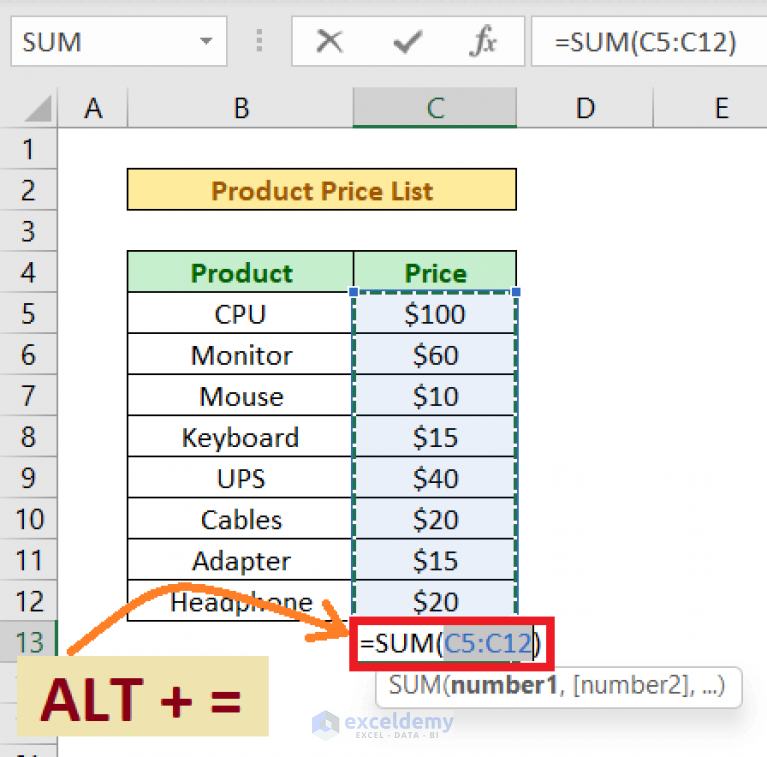 Sum Formula Shortcuts In Excel 3 Quick Ways Exceldemy 4901