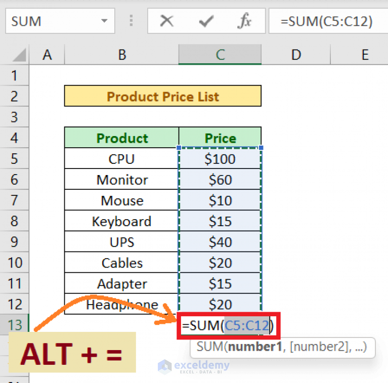 sum-formula-shortcuts-in-excel-3-quick-ways