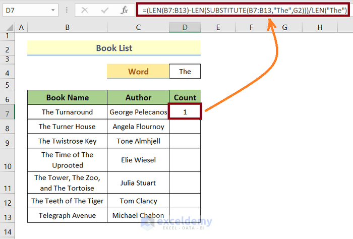 How To Count Different Words In Excel Column Printable Templates Free