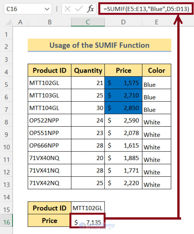 How Do I Sum Colored Cells In Excel