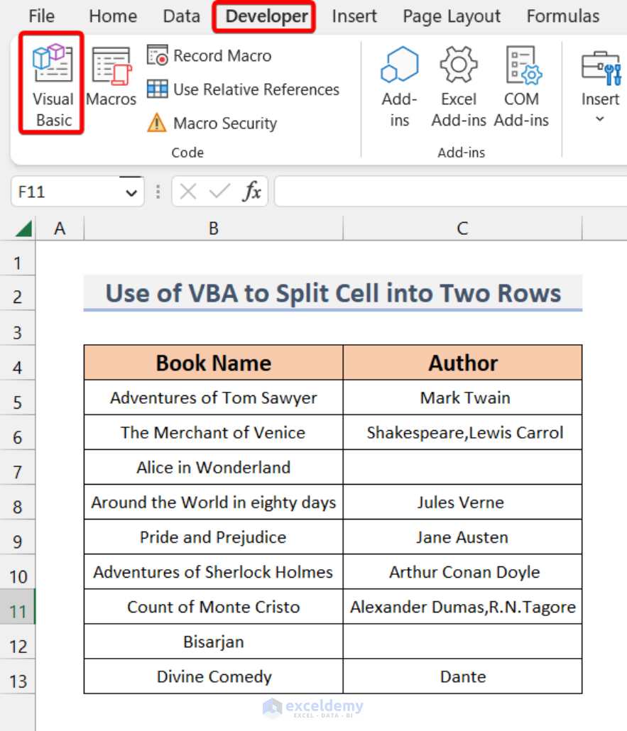How To Split A Cell Into Two Rows In Excel 3 Easy Ways 9224